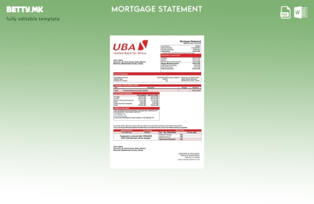 модерен стил Либерија Обединета банка за Африка Извод за хипотека Либерија Шабло